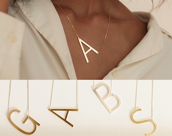 Sideways Initial Necklace • Large Initial Necklace • Oversized Letter Necklace • Monogram Necklace • Bridesmaids Gifts • NM40F39