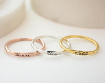 Personalized Skinny Ring • Custom Name Ring • Mantra Ring • Children Names Ring • Baby Shower Gift • Stacking Ring • Mothers Gift • RM21F100