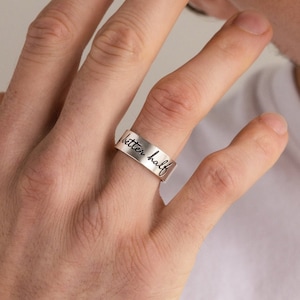 Anillo con escritura a mano real • Anillo de eternidad • Anillo conmemorativo personalizado con firma para hombre • Alianza de bodas • Anillo unisex • Regalo personalizado para él • RM23