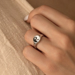 Yin Yang Ring by Caitlyn Minimalist Chunky Ring Signet Ring Gift for Her Statement Ring Gift for Him RR043 image 1