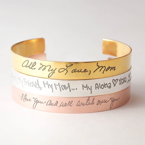 Custom Handwriting Jewelry Handwriting Cuff Bracelet Etsy Custom handwriting jewelry handwriting cuff bracelet etsy