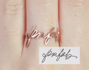 Signature Ring • Memorial Signature Sieraden • Aangepaste feitelijke handschriftring Sterling Zilver • Naamring • Sympathiecadeau • Moedercadeau • RM01