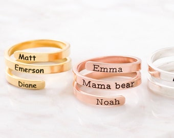Custom Name Ring • Family Ring • Wrap Ring • Best Friend Ring • Grandma Gift • Mother Daughter Gift • Personalized Jewelry • RM50F38