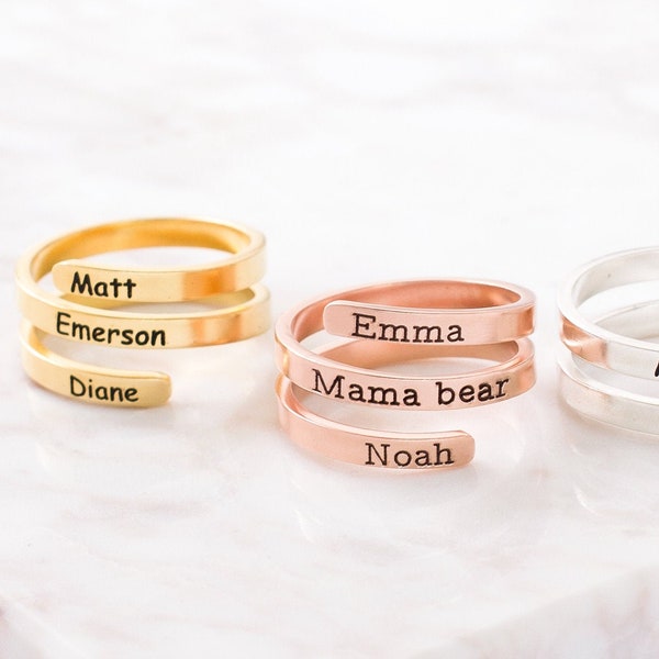 Custom Name Ring • Family Ring • Wrap Ring • Best Friend Ring • Grandma Gift • Mother Daughter Gift • Personalized Jewelry • RM50F38