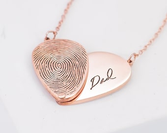Adjustable Heart Necklace • Fingerprint Necklace • Handwriting Necklace • Memorial Fingerprint Jewelry • Grandma Necklace • Mom Gift • NM45