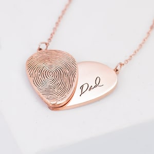 Einstellbare Herz Halskette • Benutzerdefinierte Fingerabdruck Anhänger Halskette • Halskette mit Gravur Handschrift • Gedenkschmuck • Geschenk für Sie • NM45