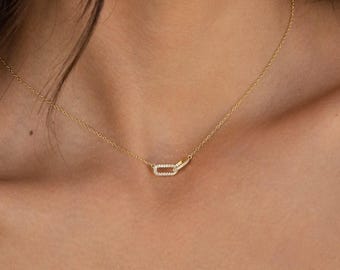 Pave Linked Pendant Necklace by Caitlyn Minimalist • Interlocking Diamond Necklace • Perfect Gift for Her • Anniversary Gift • NR090