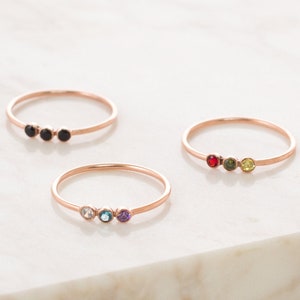 Dainty 3 Birthstone Ring • Custom Birthstone Jewelry • Mothers Ring • Minimalist Ring • Family Ring • Personalized Gift For Mom • RM07a