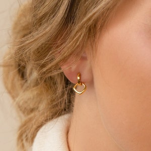 Double Hoop Dangle Huggie Earrings by Caitlyn Minimalist Small Minimalist Hoop Earrings in Gold & Silver Perfect Gift for Her ER292 image 9