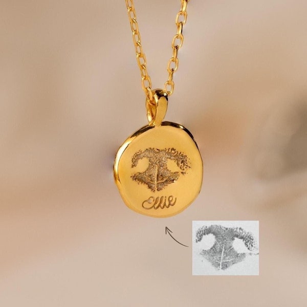 Collana con moneta con impronta del naso di CaitlynMinimalist • Collana con ciondolo con impronta di zampa e naso incisa • Gioielli personalizzati • Regalo commemorativo per animali domestici • NM144NIF99