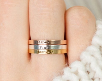 Custom Name Ring • Personalized Stacking Ring • Mixed Metal Stacking Ring • Custom Message Ring • Best Friend Gift • New Mom Gift • RM22F31