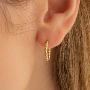 Twisted Hoop Earrings by Caitlyn Minimalist • Small Hoop Earrings • Pave Huggie Earrings • Minimalist Earrings • Gift for Her • ER190