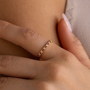 Diamond Station Ring by Caitlyn Minimalist • Diamond Eternity Band in Gold • Dainty Promise Ring • Wedding Band • Engagement Gift • RR146