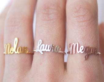 Custom Name Ring in Sterling Silver • Bridesmaids Jewelry • Personalized Jewelry • Dainty Name Ring • Mother Gift • GIFT FOR HER • RM02F50