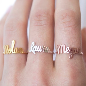 Custom Name Ring in Sterling Silver Bridesmaids Jewelry Personalized Jewelry Dainty Name Ring Mother Gift GIFT FOR HER RM02F50 image 1