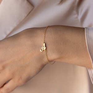 Custom Initial Bracelet by Caitlyn Minimalist • Charm Bracelet with Personalized Letters • Dainty Jewelry • Gift for New Mom • BM09F62