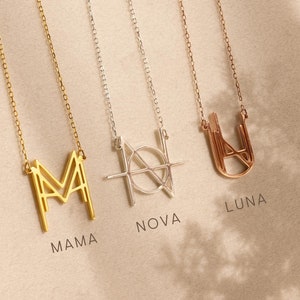 Modern Name Necklace by Caitlyn Minimalist • Custom Name Logo Necklace in Gold • Minimalist Monogram Necklace • Personalized Gift • NM176
