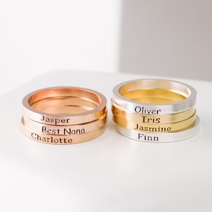 MOTHERS DAY GIFTS • Name Ring in Sterling Silver • Custom Stacking Rings in Gold, Rose Gold • Personalized Gifts • RM22F31