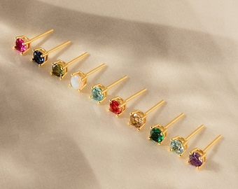 4mm Birthstone Studs by Caitlyn Minimalist • Dainty Stud Earrings • Everyday Gemstone Earrings • Birthstone Jewelry • New Mom Gift • ER322