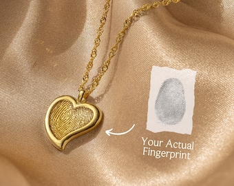 Fingerprint Heart Necklace by Caitlyn Minimalist • Personalized Fingerprint Charm Necklace • Memorial Jewelry • Mother's Day Gift • NM143NI