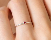 Minimalist Birthstone Ring Gemstone Ring in Sterling Silver Dainty Birthstone Ring Stacking Ring Gifts for Mom RM45