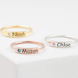 Custom Name Ring • Stacking Bar Ring • Sterling Silver Ring • Baby Name Ring • Birthstone Rings • Mother Gifts • MOTHERS GIFTS • RM27F31