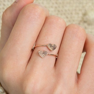 Double Heart Fingerprint Ring Custom Fingerprint Ring Personalized Fingerprint Jewelry Wrap Coil Ring Memorial Gift RM49 ROSE GOLD