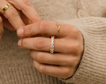 Round Diamond Eternity Band in Gold by Caitlyn Minimalist • Engagement Ring • Wedding Ring • Bold Stacking Ring • RR033