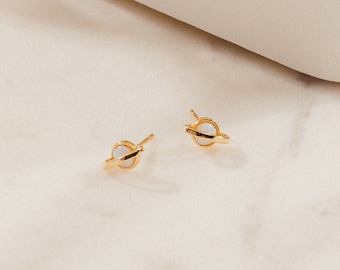 Saturn Opal Stud Earrings by Caitlyn Minimalist • Dainty Planet Earrings • Celestial Jewelry • Perfect Best Friend Gift • ER240