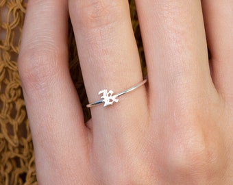 Dainty Initial Ring • Custom Letter Ring in Sterling Silver, Gold & Rose Gold • Bridesmaids Gifts • RM47F69