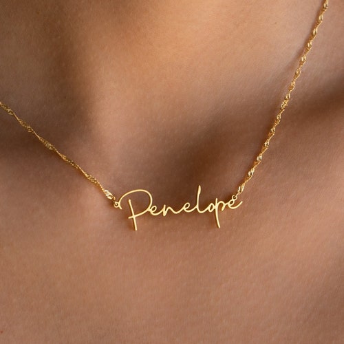 Cuban Chain Name Necklace by Caitlyn Minimalist Custom Etsy