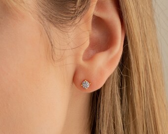 4mm Diamond Studs by Caitlyn Minimalist • Dainty Stud