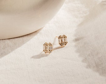 Art Deco Diamond Earrings By Caitlyn Minimalist • Elegant Statement Stud Earrings • Vintage Art Deco Jewelry • Perfect Wedding Gift • ER242