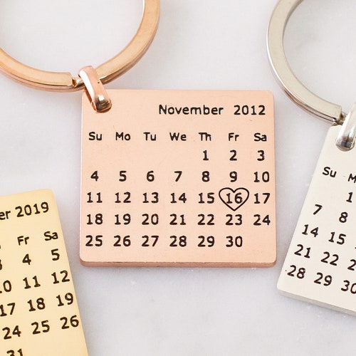 Custom Calendar Keychain Save the Date Keychain Wedding Etsy