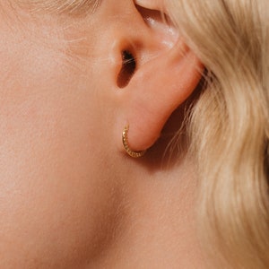 Pavé Cartilage Mini Hoops by Caitlyn Minimalist Dainty Diamond Huggie Earrings Small Gold Hoops Perfect Gift for Her ER249 image 3