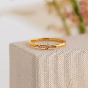 Baguette Diamond Ring by Caitlyn Minimalist • Dainty Gold Stacking Ring Band • Minimalist Engagement Ring • Romantic Gifts • RR066