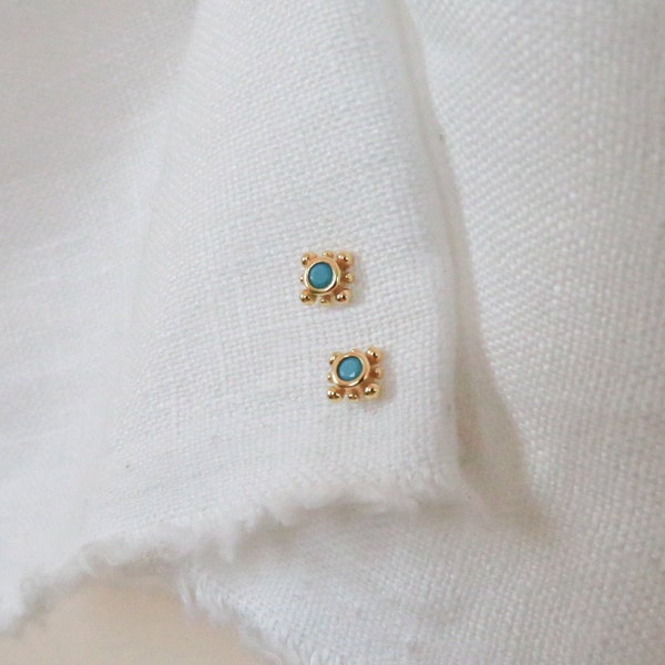 Turquoise Stud Earrings by Caitlyn Minimalist • Dainty Stone Stud Earrings • Summer Earrings, Boho Jewelry • Perfect Gift for Her • ER142