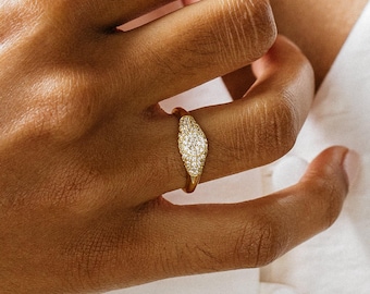 Pave Signet Ring by Caitlyn Minimalist • Diamond Signet Ring • Pinky Ring • A Must Have • Gift for Her • RR009