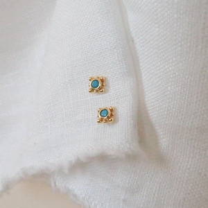Turquoise Stud Earrings by Caitlyn Minimalist • Dainty Blue Stone Stud Earrings • Summer Earrings •  Boho Jewelry • Gift for Her • ER142