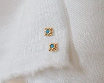 Turquoise Stud Earrings by Caitlyn Minimalist • Dainty Blue Stone Stud Earrings • Summer Earrings •  Boho Jewelry • Gift for Her • ER142