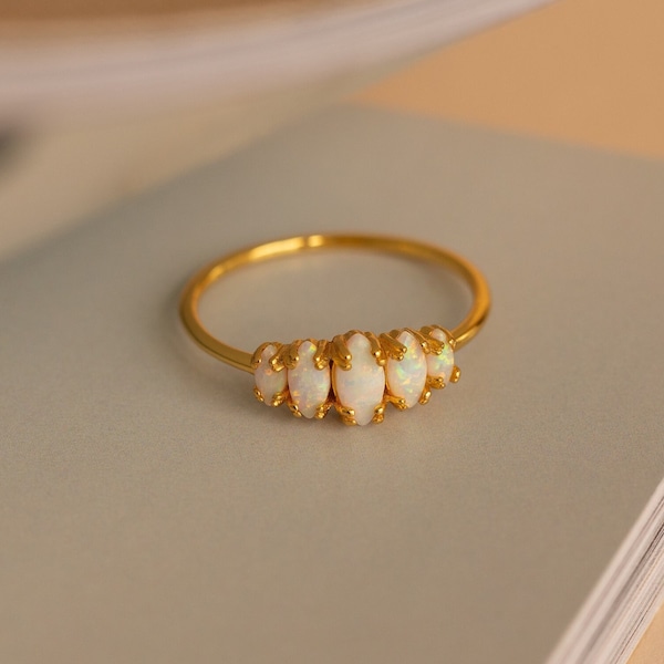 Marquise Opal Ring by Caitlyn Minimalist • Vintage Opal Ring • Gold Marquise Ring • Gift For Her • Anniversary Gift • RR118