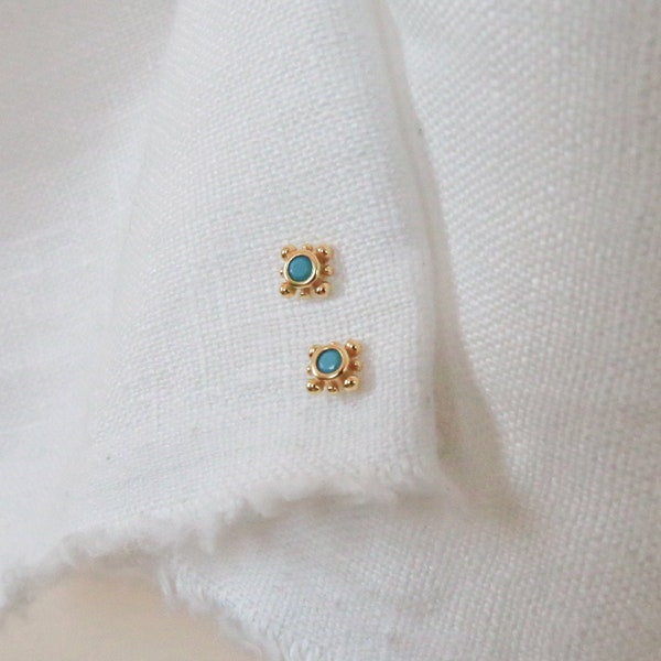 Turquoise Stud Earrings by Caitlyn Minimalist • Dainty Blue Stone Stud Earrings • Summer Earrings •  Boho Jewelry • Gift for Her • ER142