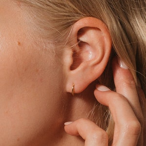 Pavé Cartilage Mini Hoops by Caitlyn Minimalist Dainty Diamond Huggie Earrings Small Gold Hoops Perfect Gift for Her ER249 image 1