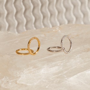 Mini Cartilage Huggies by Caitlyn Minimalist • Dainty Diamond Hoop Earrings • Small Pavé Hoops • Silver Jewelry • Bridesmaid Gift • ER249
