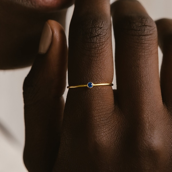Mom Gift • Dainty Birthstone Ring • Gemstone Ring in Sterling Silver • Minimalist Ring • Birthstone Stacking Ring • Personalized Gift • RM45