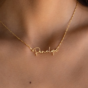 Custom Nameplate Necklace by Caitlyn Minimalist • Silver & Gold Name Necklace with Twist Chain • Personalized Gift for Girlfriend • NM100F91