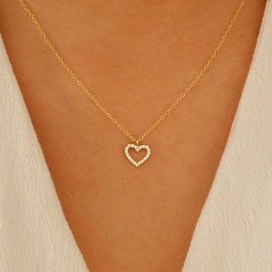 Forever Pave Diamond Heart Necklace by Caitlyn Minimalist • Crystal Love Necklace for Girlfriend • Perfect Gift for Wife • NR075