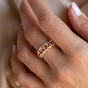 Diamond Stacking Ring Set van Caitlyn Minimalist • Set van 3 sierlijke edelsteenringen • Kristallen sieraden • Verjaardagscadeau voor vriendin • RR114