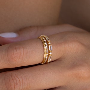 Dainty Diamond Ring Set by Caitlyn Minimalist • Set of 3 Dainty ...