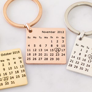 Custom Calendar Keychain Save The Date Keychain Wedding Date Pendant Fiancé Gift Anniversary Gift Push Present For New Mom CM26b image 1